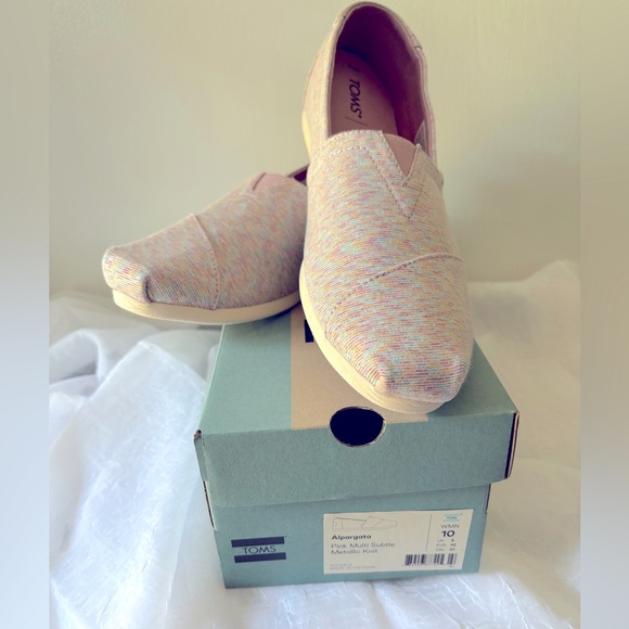 Toms Women’s Size 10 Alpargata Pink Multi Subtle Metallic Knit - Picture 1 of 5